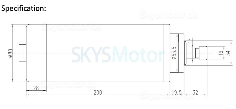 Spindelmotor CNC Luftgek&uuml;hlt Handi JGF-F80A-1.5KW 110V/220V/380V, 1,5kW, 24.000U/min, ER11-Spannzange, 400Hz